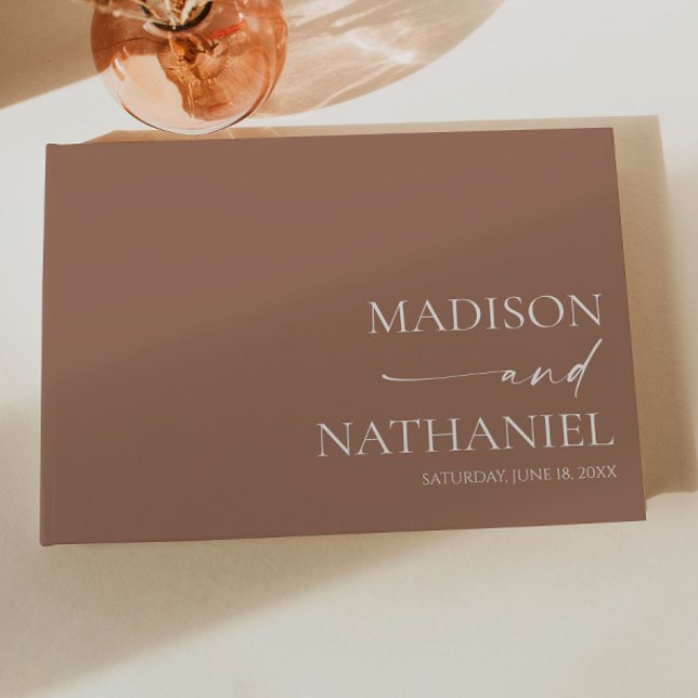 Modern Minimalist Elegant Mocha Mousse Wedding Guest Book (Creator Uploaded)
