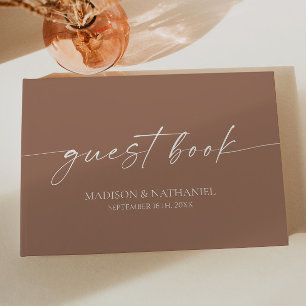 Modern Minimalist Elegant Mocha Mousse Wedding Guest Book