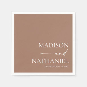 Modern Minimalist Elegant Mocha Mousse Wedding Napkin
