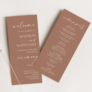 Modern Minimalist Elegant Mocha Mousse Wedding Programme