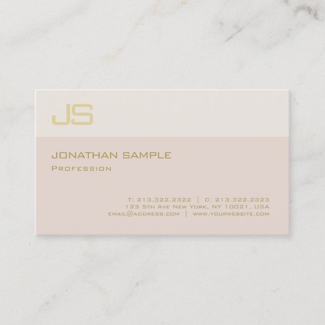 Modern Minimalist Elegant Monogram Creative Top Business Card (Front)