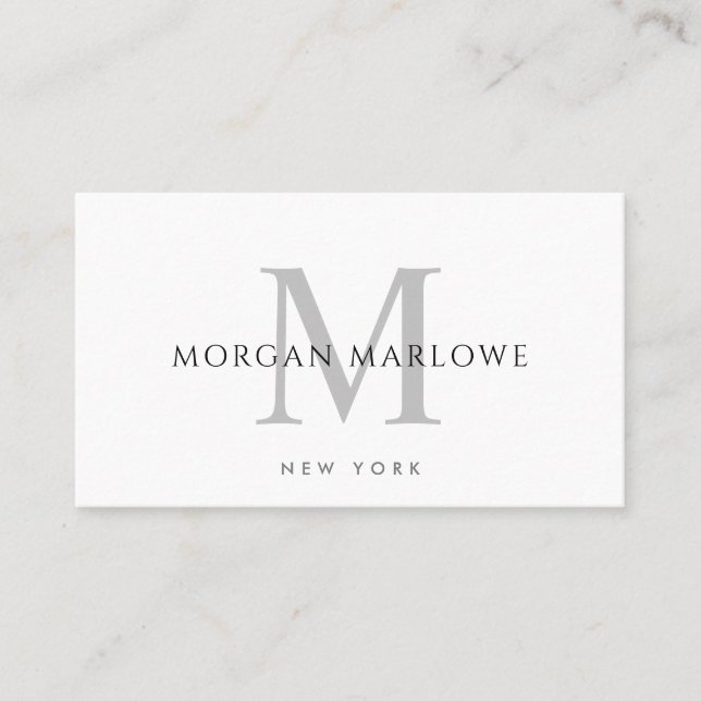 Modern Minimalist Elegant Monogram Professional Business Card (Front)