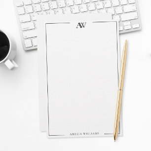 Modern Minimalist Elegant Monogram Stationery