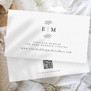 Modern Minimalist Elegant Monogram Wedding Website Enclosure Card