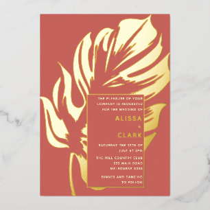 Modern Minimalist Elegant Monstera Leaf Wedding Fo