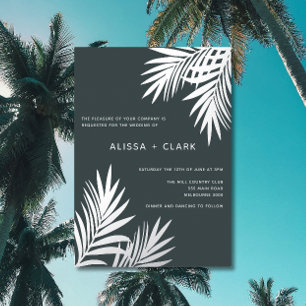Modern Minimalist Elegant Palm Fronds Wedding Foil