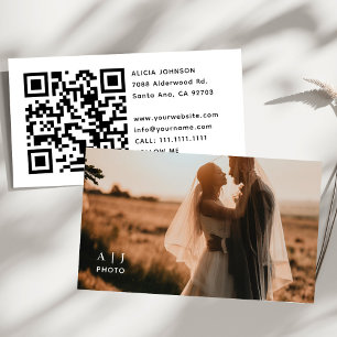 Modern Minimalist Elegant Photo & Qr Code Business Card