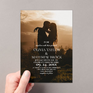 Modern Minimalist Elegant Photo Wedding  Acrylic Invitations