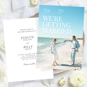 Modern minimalist elegant photo wedding  invitation