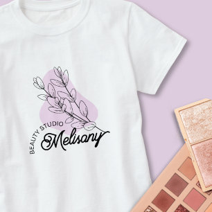 Modern Minimalist Elegant Pink Floral Line Art  T-Shirt