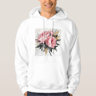 Modern minimalist elegant Pink Rose Design Hoodie