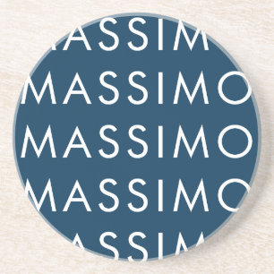 Modern Minimalist Elegant Plain Prussian Blue Name Coaster