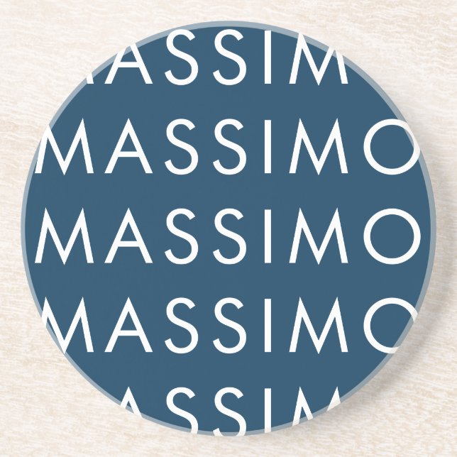 Modern Minimalist Elegant Plain Prussian Blue Name Coaster (Front)