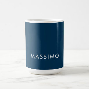 Modern Minimalist Elegant Plain Prussian Blue Name Coffee Mug