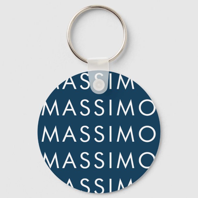 Modern Minimalist Elegant Plain Prussian Blue Name Key Ring (Front)