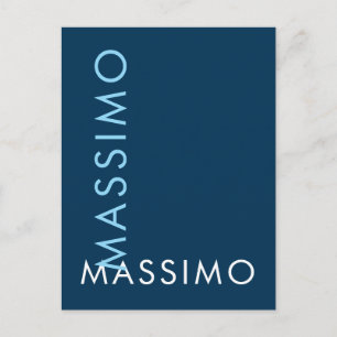 Modern Minimalist Elegant Plain Prussian Blue Name Postcard