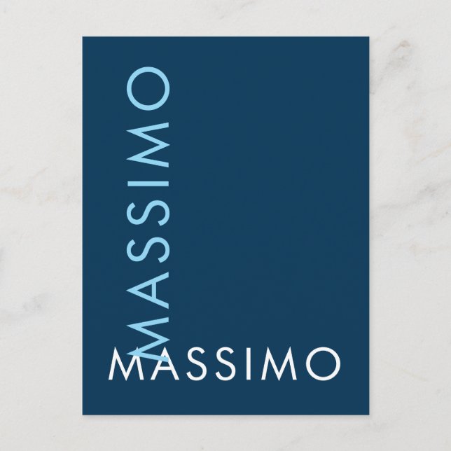 Modern Minimalist Elegant Plain Prussian Blue Name Postcard (Front)