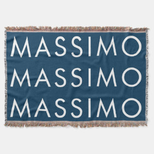 Modern Minimalist Elegant Plain Prussian Blue Name Throw Blanket