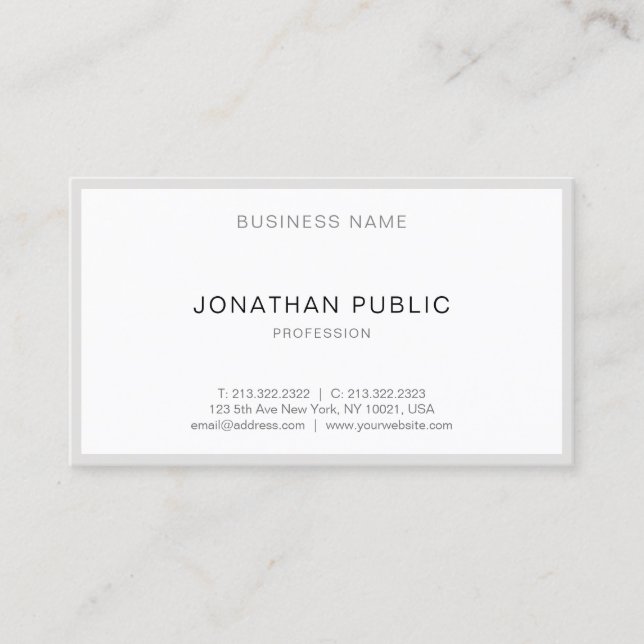 Modern Minimalist Elegant Plain Simple Trendy Cool Business Card (Front)