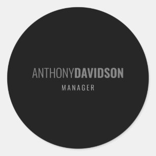 Modern Minimalist Elegant Professional Black Classic Round Sticker
