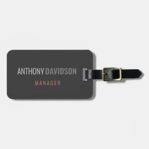 Modern Minimalist Elegant Professional Black Luggage Tag