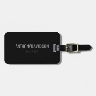 Modern Minimalist Elegant Professional Black Luggage Tag
