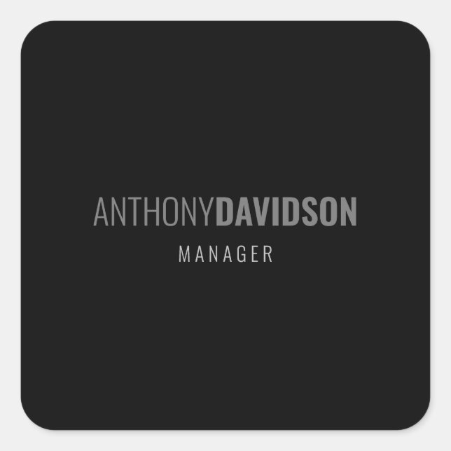 Modern Minimalist Elegant Professional Black Square Sticker (Front)