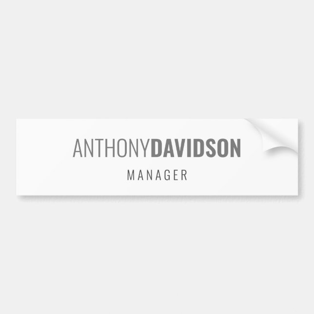 Modern Minimalist Elegant Professional Bumper Sticker (Front)