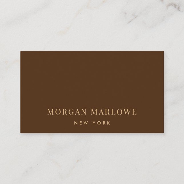 Modern Minimalist Elegant Professional Deep Bronze Business Card (Front)
