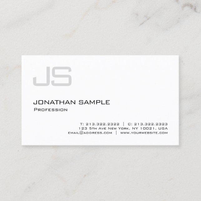 Modern Minimalist Elegant Professional Monogram Business Card (Front)