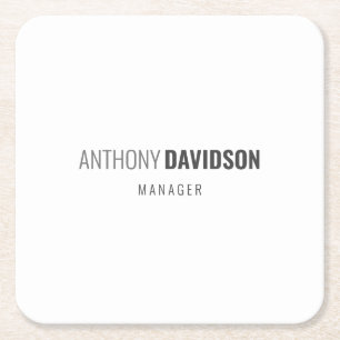 Modern Minimalist Elegant Professional Square Paper Coaster
