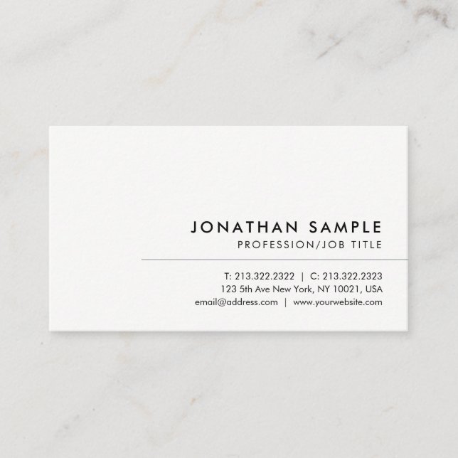 Modern Minimalist Elegant Professional Unique Business Card (Front)