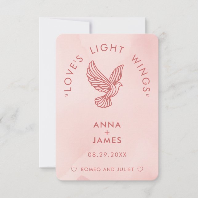 Modern Minimalist Elegant Romeo and Juliet Wedding Thank You Card (Front)