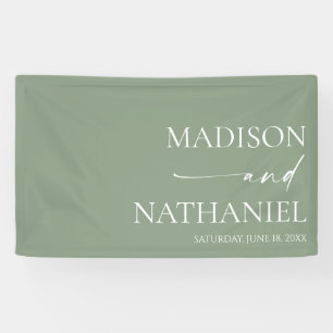 Modern Minimalist Elegant Sage Green Wedding Banner