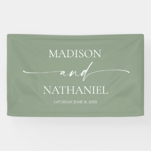 Modern Minimalist Elegant Sage Green Wedding Banner