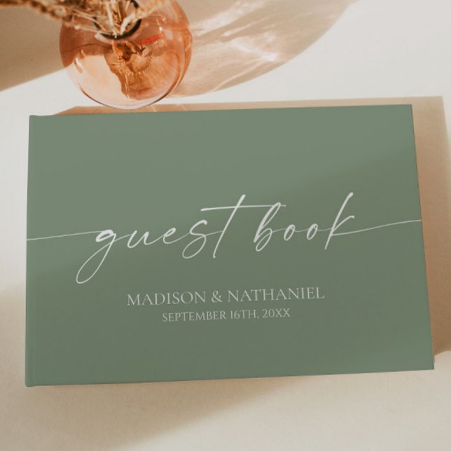 Modern Minimalist Elegant Sage Green Wedding Guest Book (Creator Uploaded)