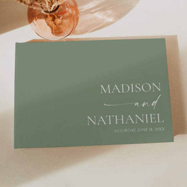 Modern Minimalist Elegant Sage Green Wedding Guest Book (Creator Uploaded)