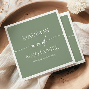 Modern Minimalist Elegant Sage Green Wedding Napkin