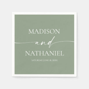 Modern Minimalist Elegant Sage Green Wedding Napkin