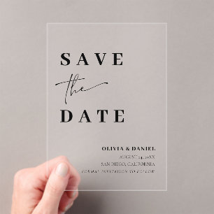 Modern Minimalist Elegant Save the Date Card Acrylic Invitations
