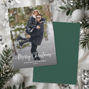 Modern Minimalist Elegant Script 1 Photo Christmas Holiday Card