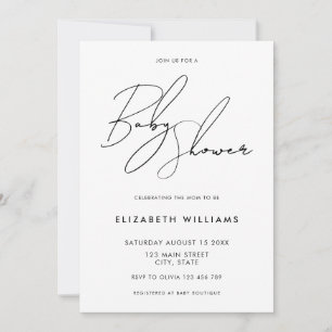 Modern Minimalist Elegant Script Baby Shower Invitation