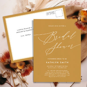Modern Minimalist Elegant Script Bridal Shower Invitation Postcard