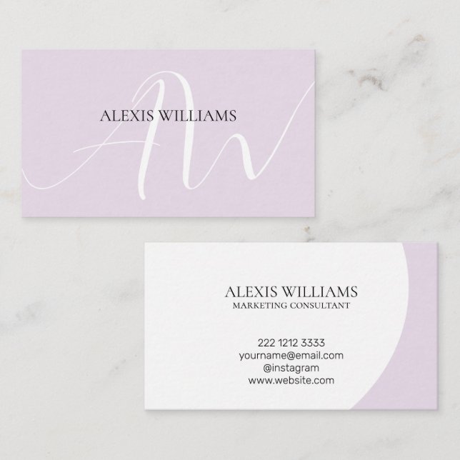 Modern Minimalist Elegant Script Professional Business Card (Front/Back)