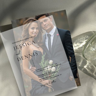 Modern Minimalist Elegant Script Vellum Invitations