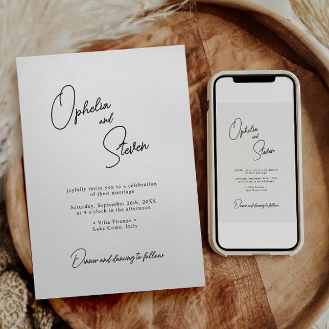 Modern Minimalist Elegant Script Wedding Invitation (Creator Uploaded)