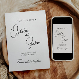 Modern Minimalist Elegant Script Wedding Save The Date