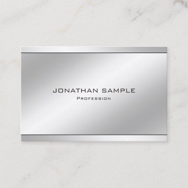 Modern Minimalist Elegant Silver Professional Business Card (Front)