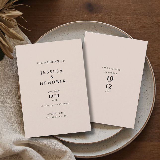 Modern Minimalist Elegant Simple Champagne Wedding Invitation (Creator Uploaded)