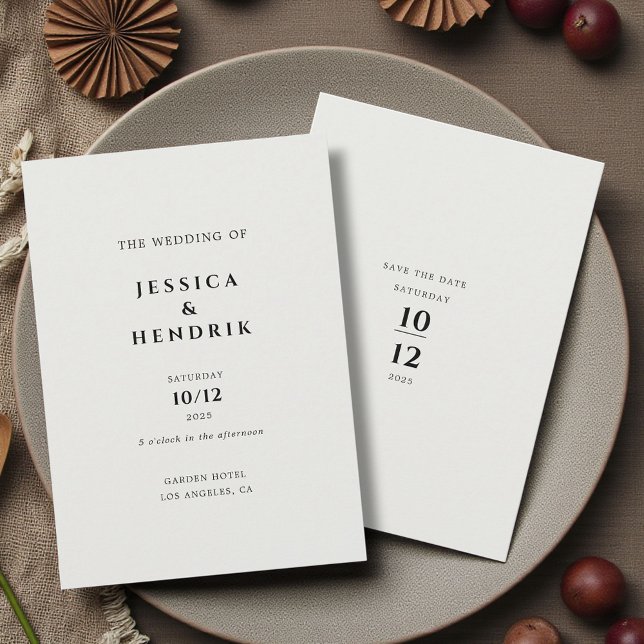 Modern Minimalist Elegant Simple Ivory Wedding Invitation (Creator Uploaded)